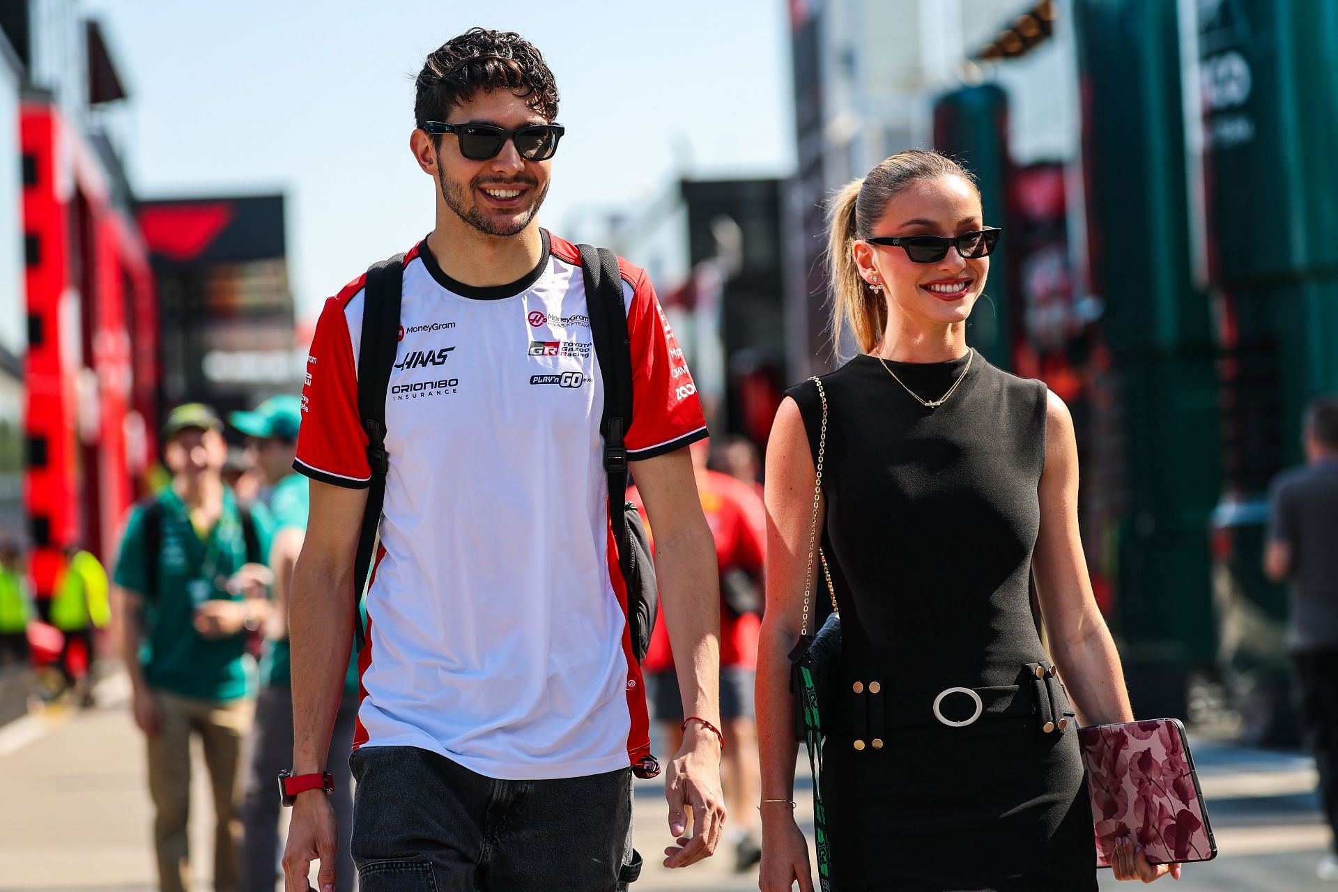 Esteban Ocon with girlfriend Flavy Barla at the Spanish Grand Prix - Source: Getty